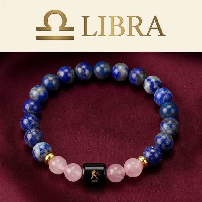 Libra (तुला राशि) Bracelet – Lapis Lazuli & Rose Quartz